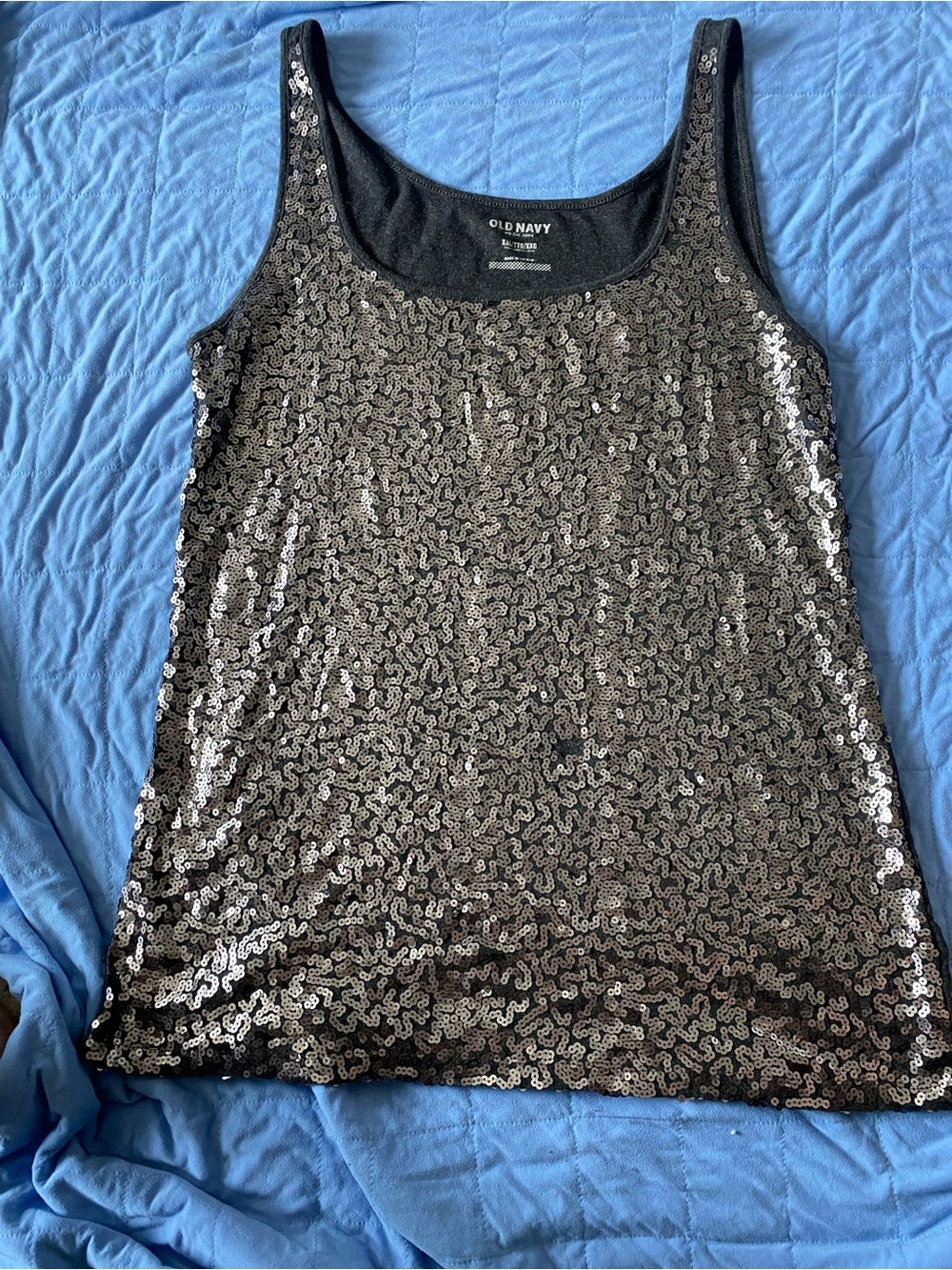 Old Navy Black Sequin Scoop Neck Tank